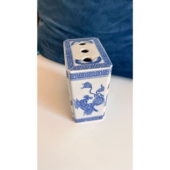 Antique Chinese‎ Porcelain Opium Pillow  Blue White Foo Dog Qing Signed - Picture 3 of 10